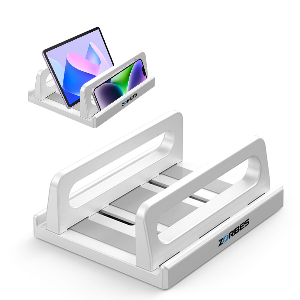 ZORBES® Desk Laptop Stand 3-16'' Mobile Device Organizer Rack Adjustable Spacing Phone/Tablet/Laptop StandAnti Slip Base Design Rugged ABS Desk Mobile Device Organzier for Home, Kitchen, Office