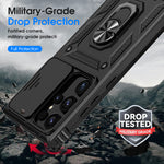 ZORBES® Phone Case for Samsung Galaxy S24 Ultra with Magnetic Kickstand Phone Grip, Hard PC Phone Case with Sliding Camera Cover Anti-Scratch Phone Case for Samsung Galaxy S24 Ultra