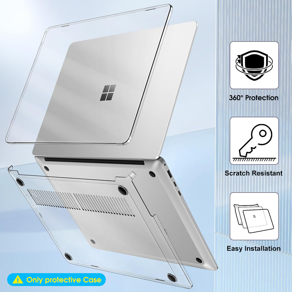ZORBES® for 2024 Surface Laptop 13.8 Inches Transparent PC Hard Case for Surface Laptop 7th Edition Snap-on Crystal Sheer Anti-Scratch Protective Case