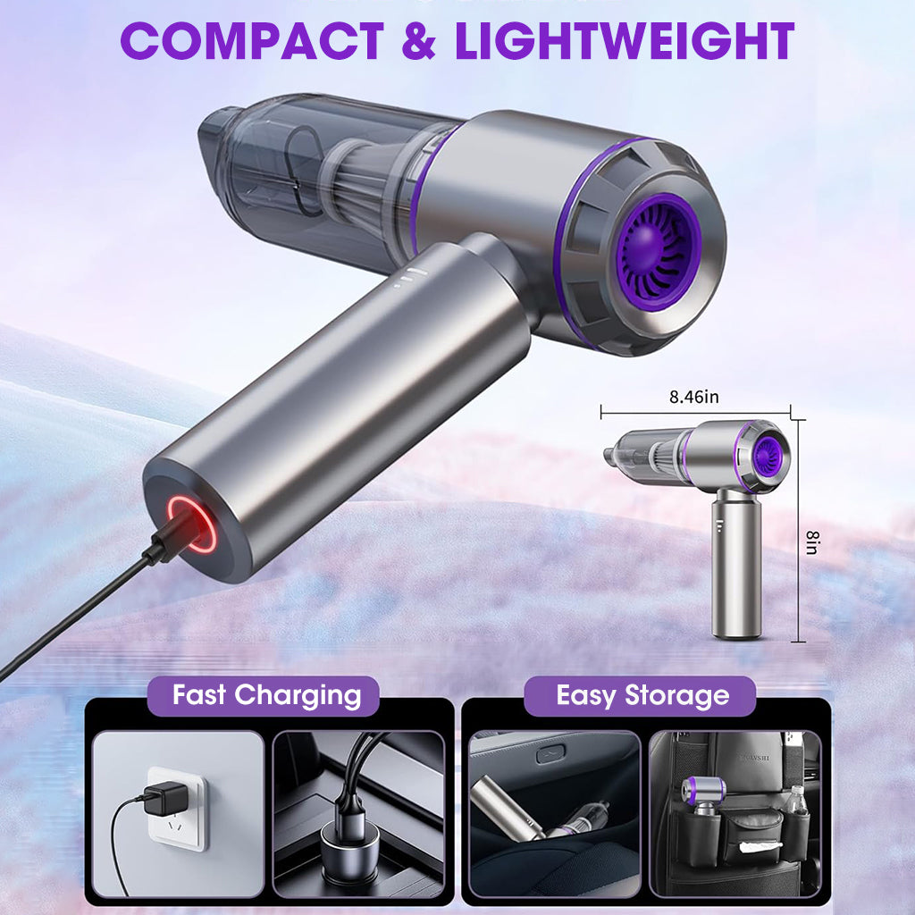 ZORBES® Car Vacuum Portable Cordless with Multi Attachments, 20000PA High power Mini Vacuum Cleaner, Compressed Air Duster, Air Blower, Pump Hand Held Vacuum with Brushless Motor for Car, Home, Office