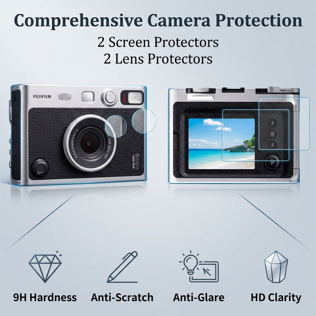 ZORBES® 4 Pack Screen and Lens Protectors for Fujifilm Instax Mini EVO