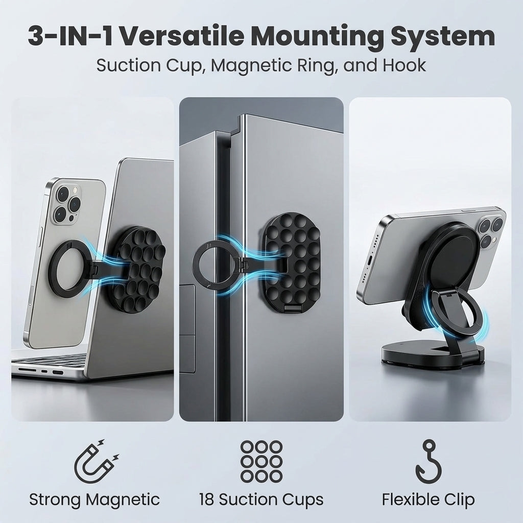 ZORBES® Foldable Magnetic Phone Holder with Suction Cup Mount
