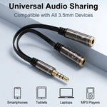 ZORBES® 3.5mm Headphone Mic Y Splitter Cable Male to 2 Female
