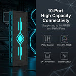 ZORBES® 10-Port ARGB & PWM Fan Hub with Remote Control