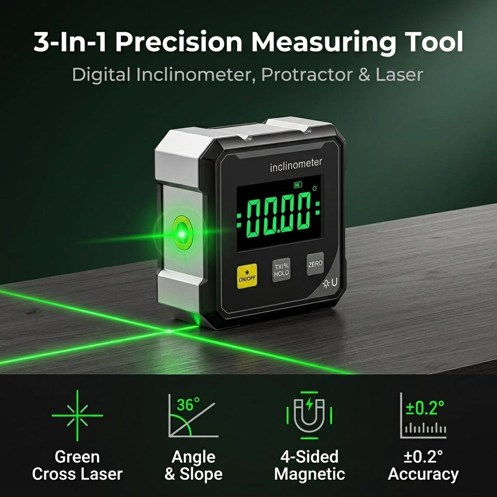 Serplex® Digital LCD Magnetic Angle Gauge with Cross Laser