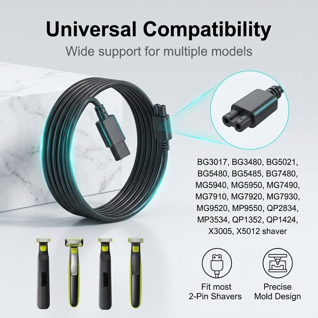 ZORBES® USB 2-Pin Replacement Charger Cable for Philips Shaver