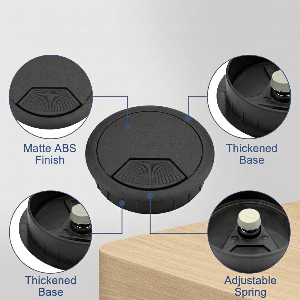 Serplex® 2.36 Inch Round Desk Cable Grommet Covers (6-Pack)