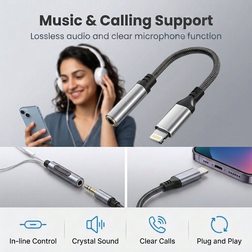 ZORBES® MFi Certified Lightning to 3.5mm Headphone Adapter
