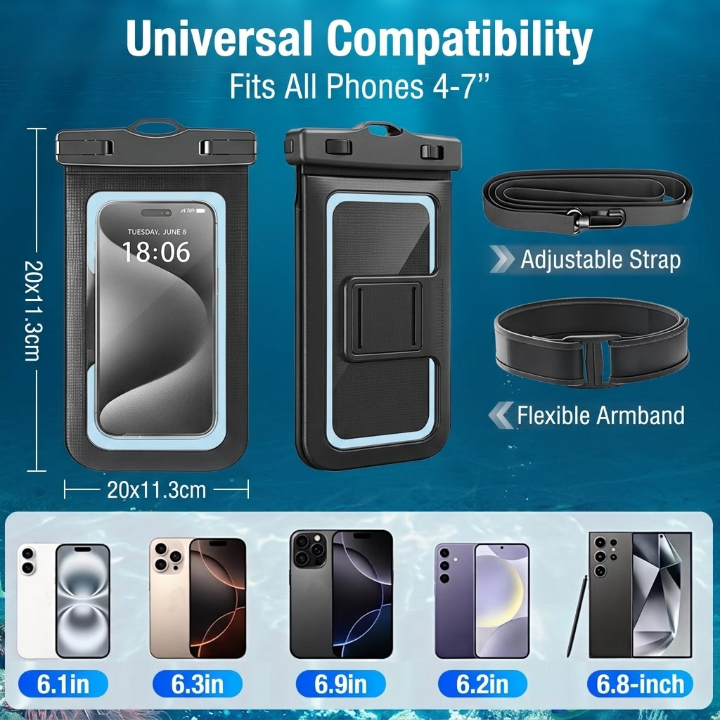 ZORBES® Waterproof Phone Pouch with Armband & Shoulder Strap 4-7"