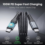 Verilux® 2 Pack PD 100W USB C to C Cable 6.6Ft Braided Fast Charger