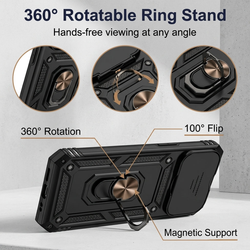 ZORBES® Heavy Duty Case for iPhone 16 Pro Max with Stand & Lens Cover