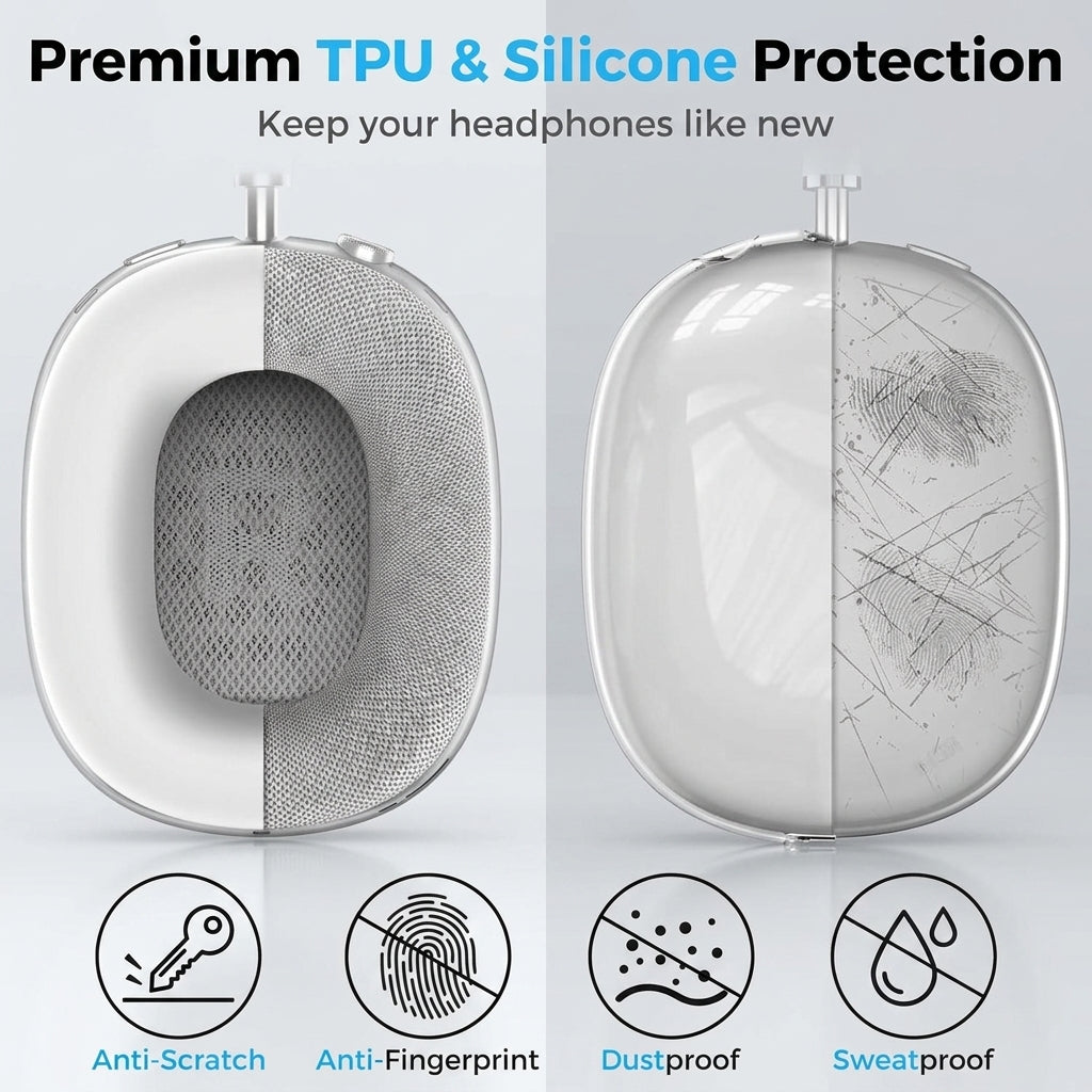 ZORBES® Clear TPU Case Cover Set for AirPods Max 2 / 1 (White)