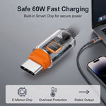 Verilux® PD 60W Type C Fast Charging Cable with Protective Cap