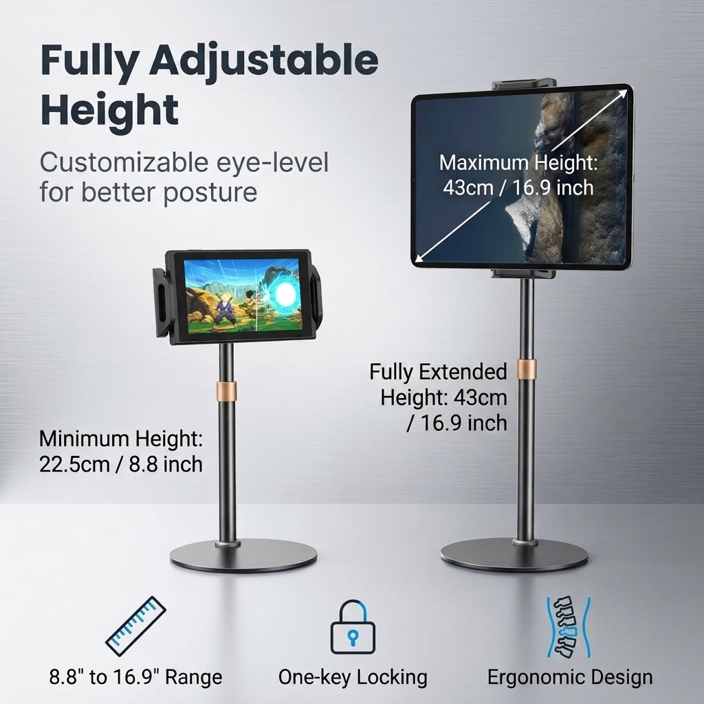 ZORBES® Telescopic Monitor Stand Height Adjustable 360° Swivel