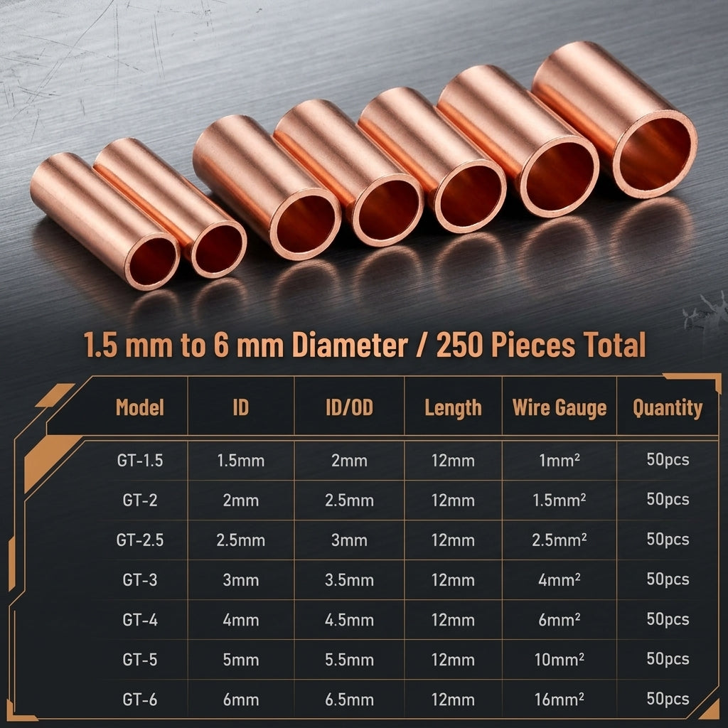 Serplex® 250Pcs Copper Wire Terminal Connectors with Heat Shrink Tubes
