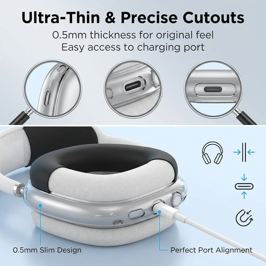ZORBES® Clear Case Cover Compatible with AirPods Max 2 and 1