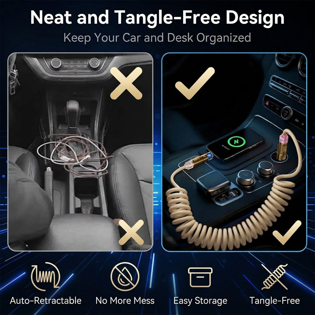 Verilux 4-in-1 Retractable USB-C to Lightning Cable (Gold)