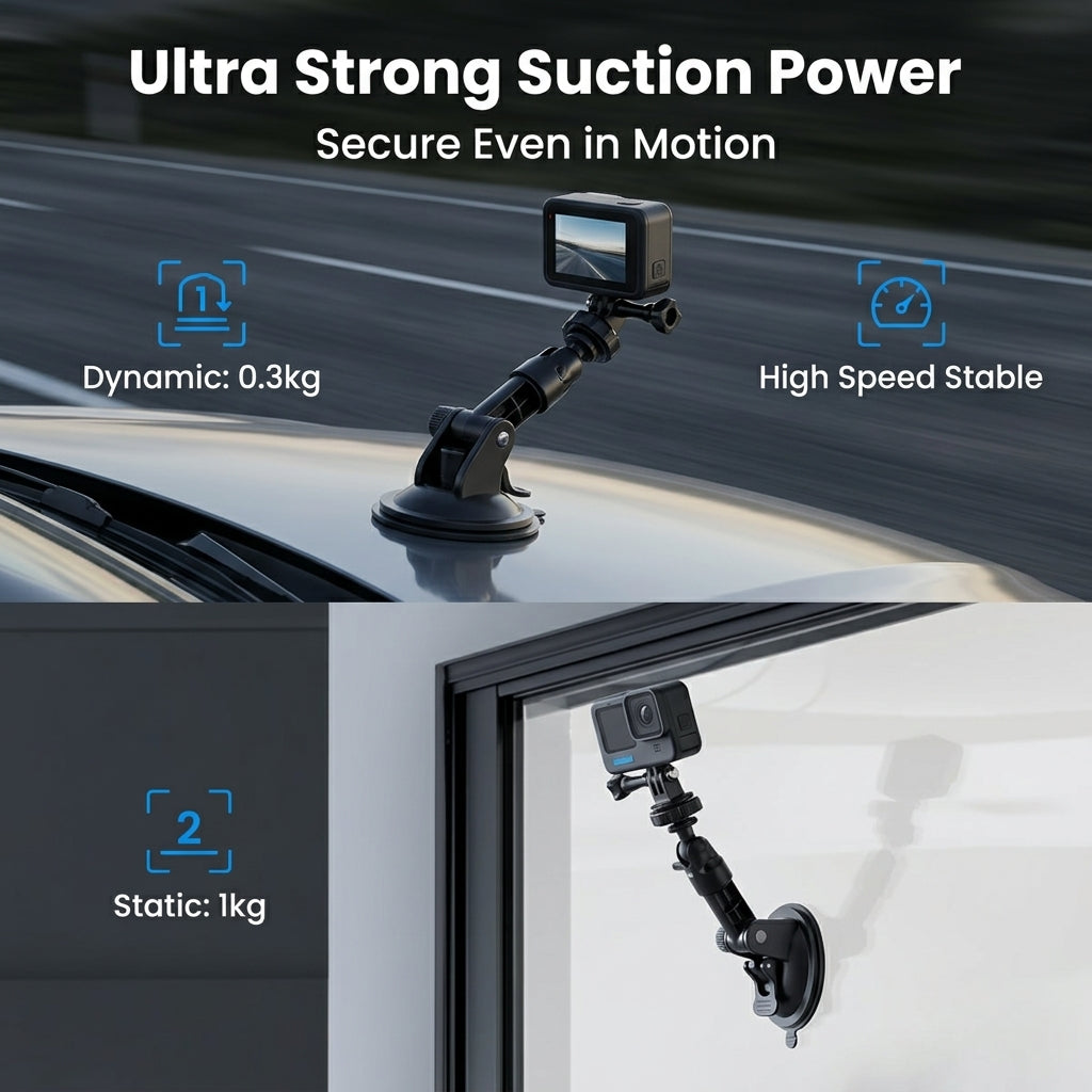 ZORBES® Suction Cup Camera Mount with 360 Ball Head for GoPro