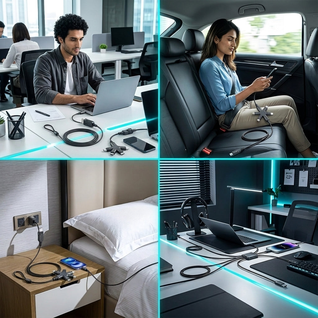 Verilux® PD 240W Multi Type C Cable Fast Charging with USB A Input