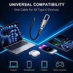 ZORBES® PD 60W Type C Fast Charging Short Cable with Keychain