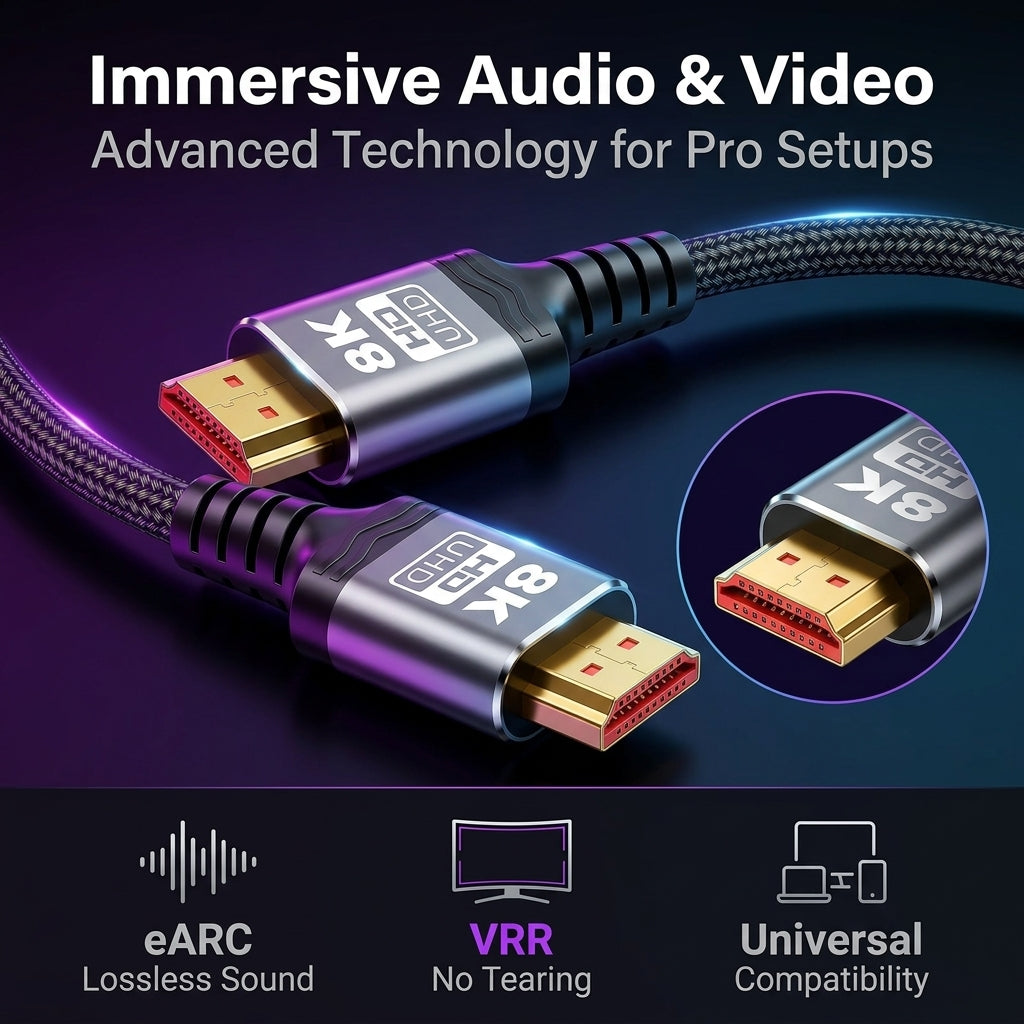 Verilux® Cable HDMI 2.1 2M 8K@60Hz 4K@120Hz para PS5 Xbox PC TV