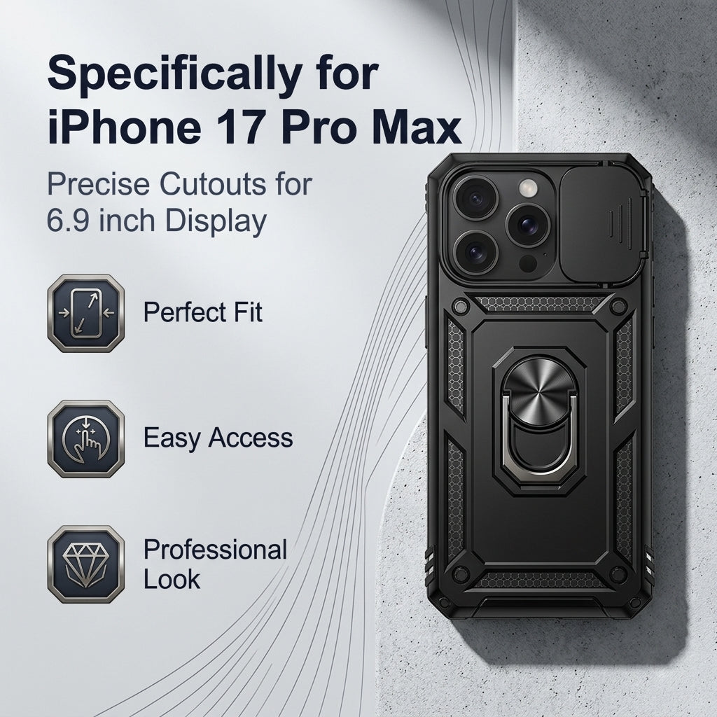 ZORBES® Heavy Duty Case for iPhone 16 Pro Max with Stand & Lens Cover