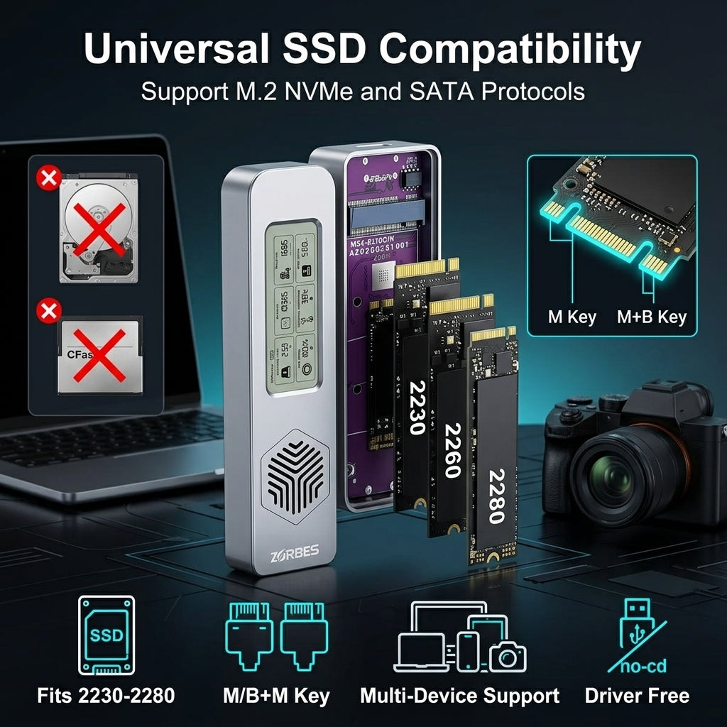 ZORBES® M.2 NVMe SSD Enclosure USB 3.2 Gen2