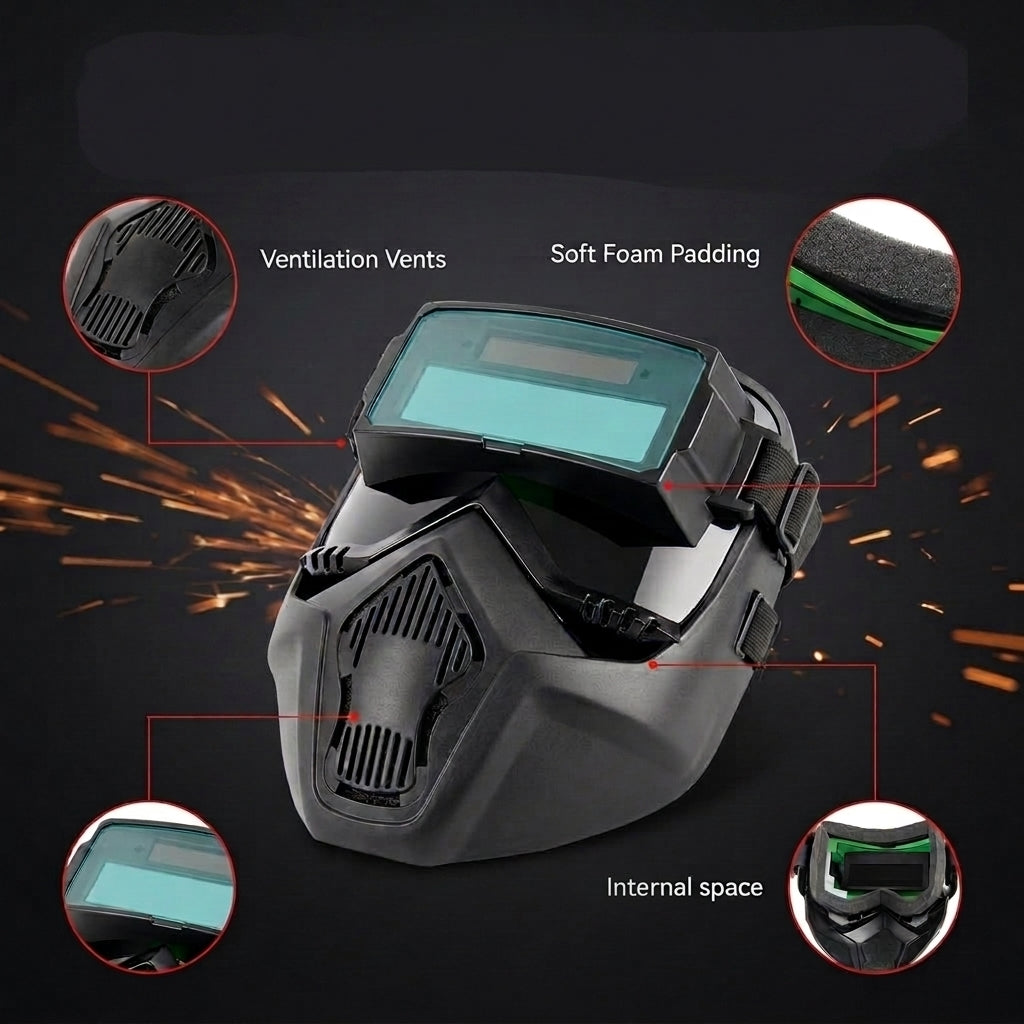 Serplex® 2 In 1 Auto Darkening Welding Helmet with Goggles Set
