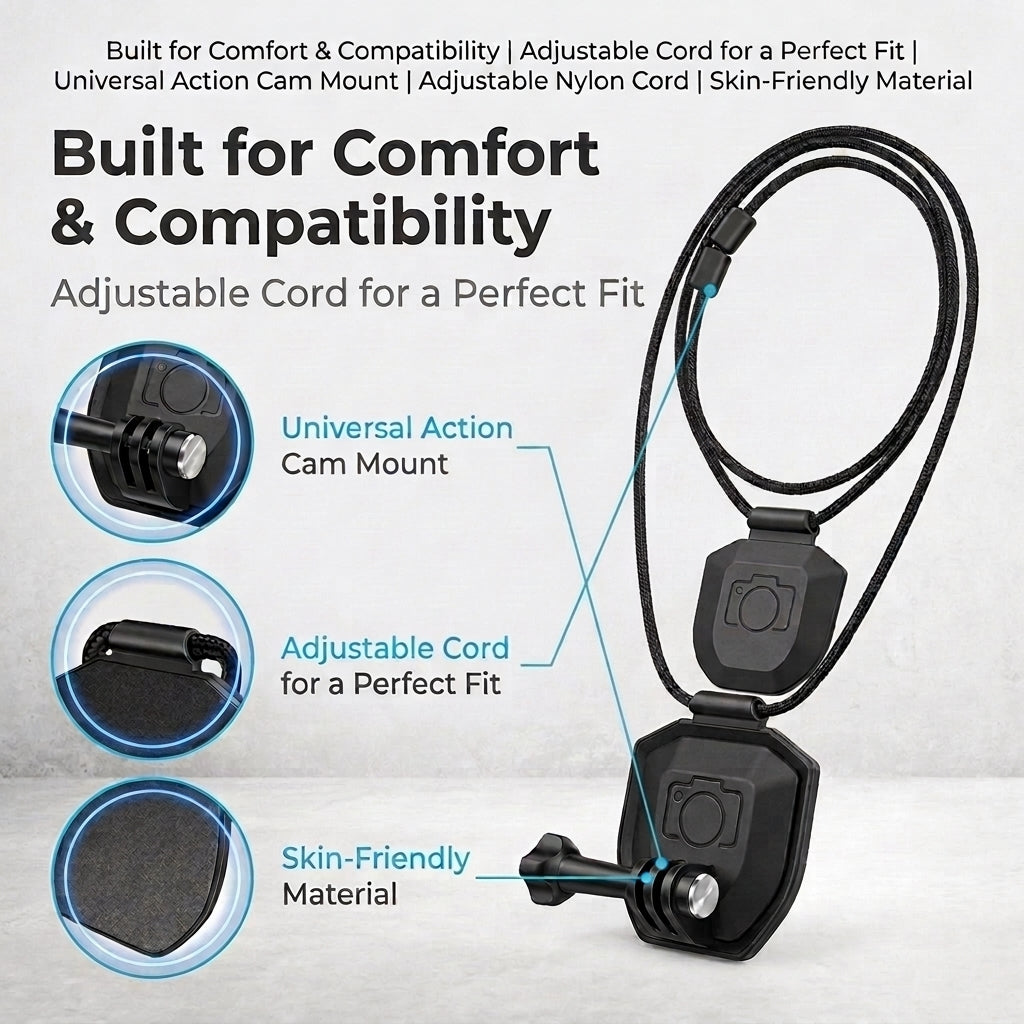 ZORBES® Magnetic Action Camera Neck Mount Strap for POV Filming
