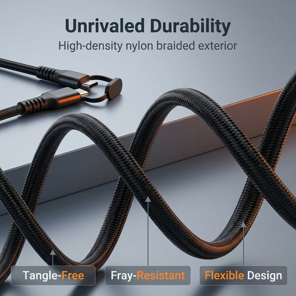 Verilux® PD 60W Type C Fast Charging Cable with Protective Cap