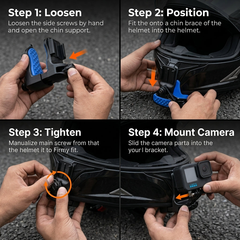 ZORBES® Motorcycle Helmet Chin Mount for Action Cameras