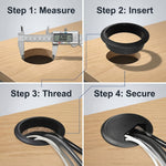Serplex® 2.36 Inch Round Desk Cable Grommet Covers (6-Pack)
