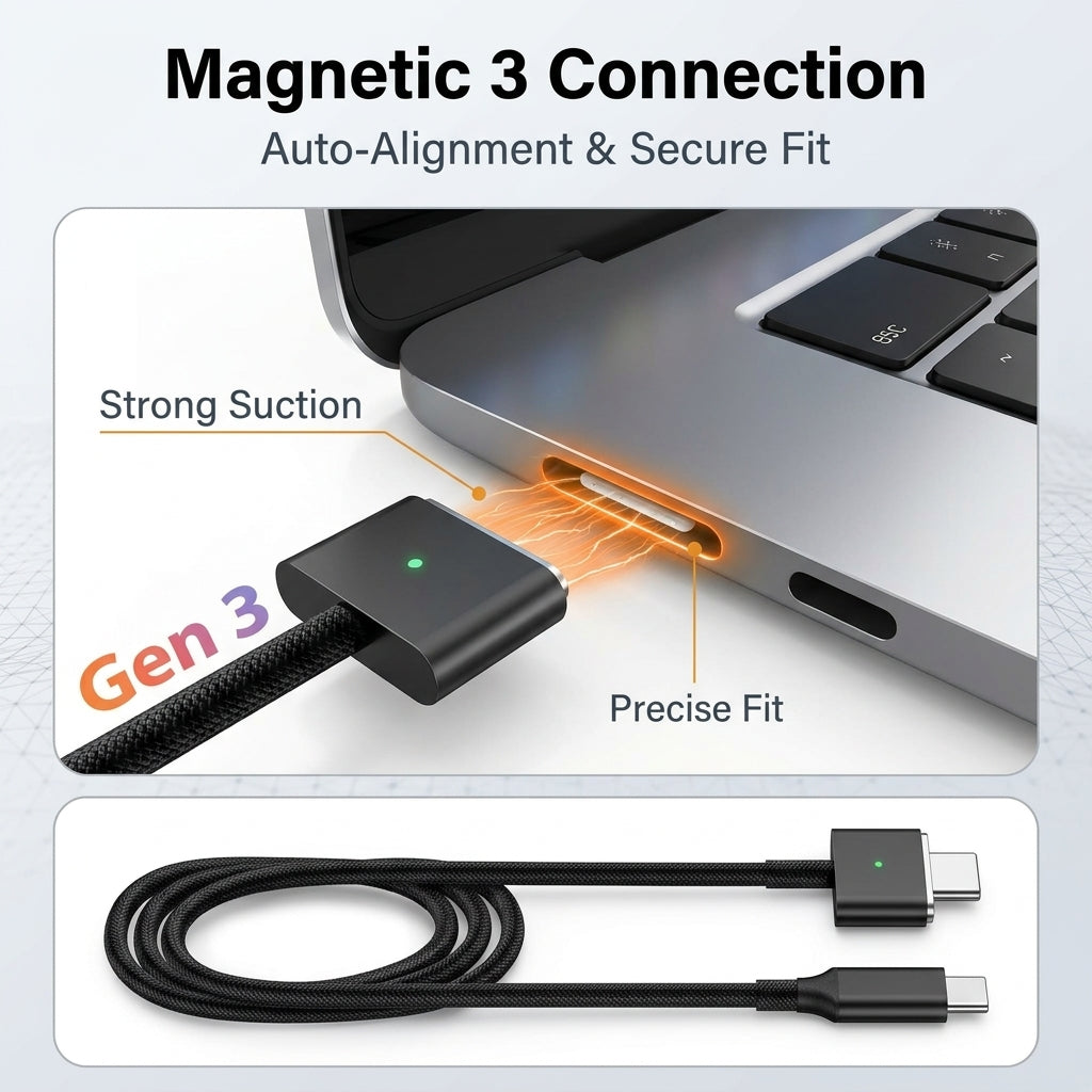 Verilux® 2M 140W USB-C to Magnetic 3 Charging Cable for MacBook