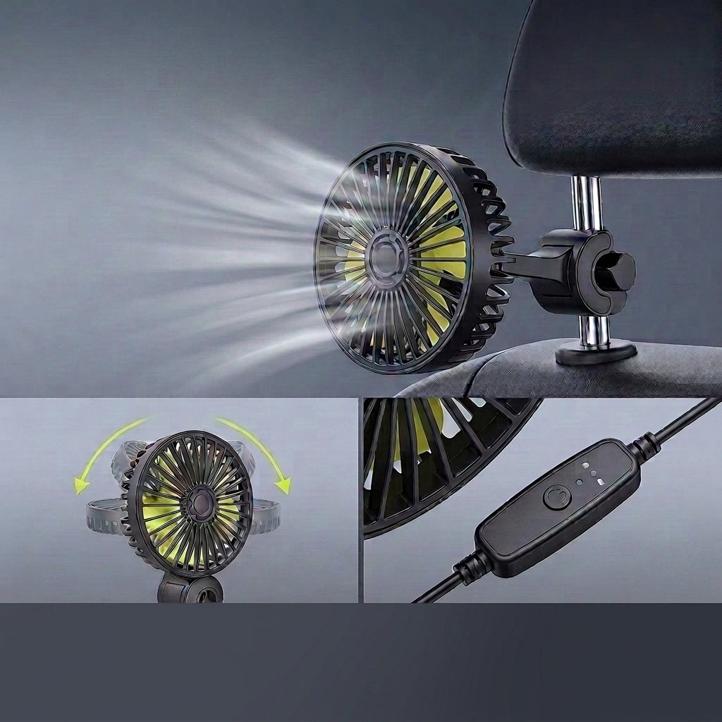 Verilux Dual USB Car Back Seat Fan for Baby & Family