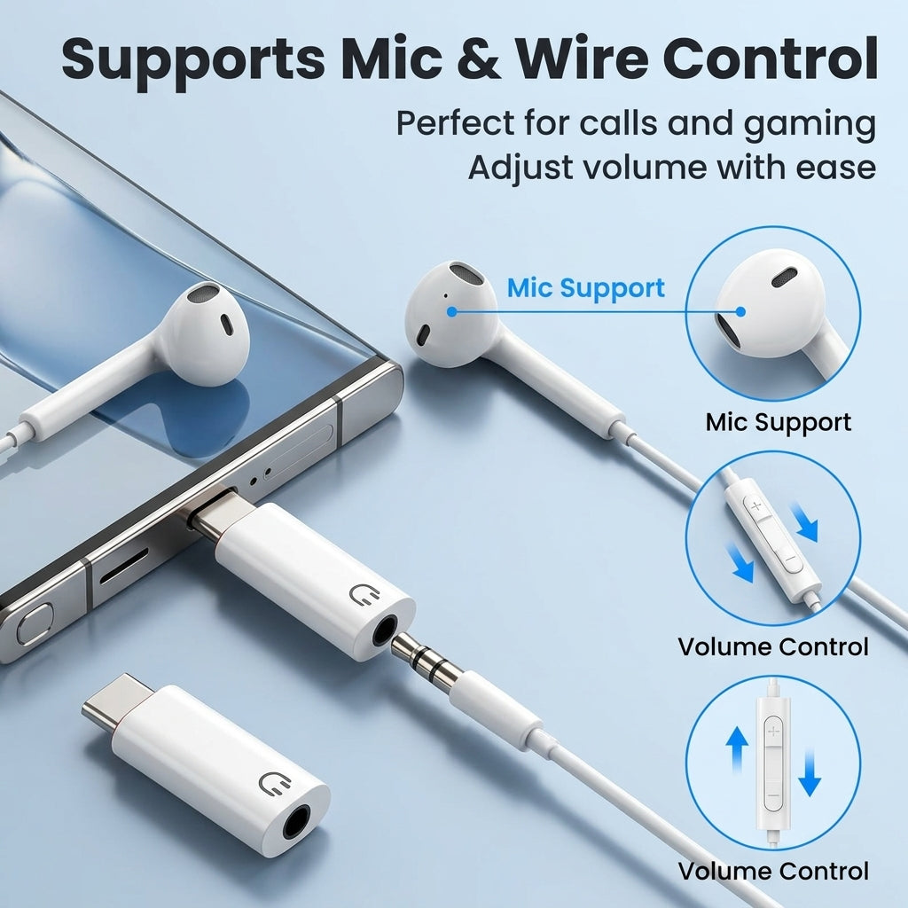 Verilux® 2Pcs Type C to 3.5mm Adapter HiFi DAC Audio Connector