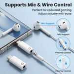 Verilux® 2Pcs Type C to 3.5mm Adapter HiFi DAC Audio Connector