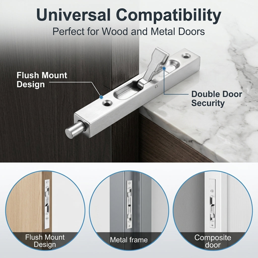 Serplex® 6 Inch 304 Stainless Steel Flush Bolt for Double Door