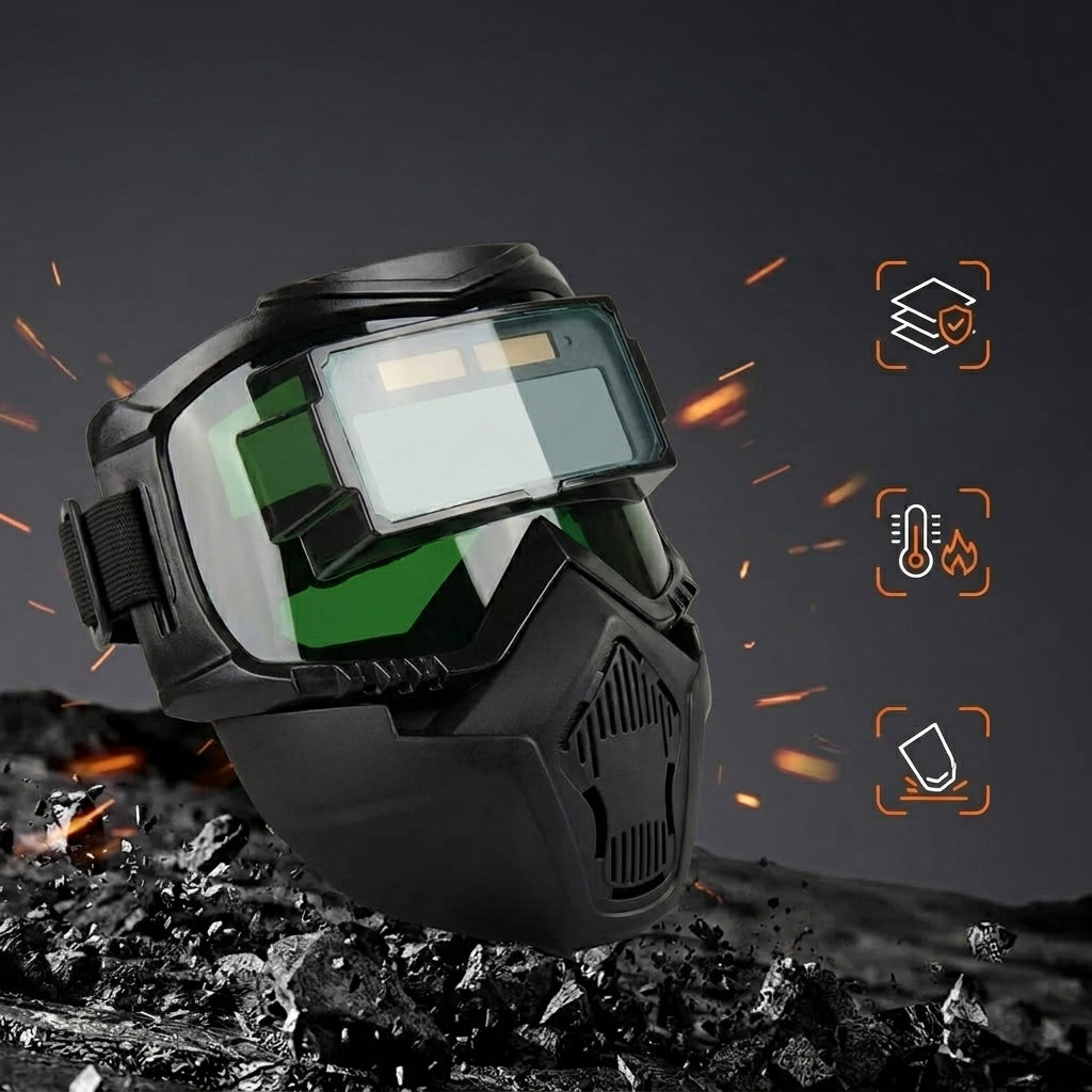 Serplex® 2 In 1 Auto Darkening Welding Helmet with Goggles Set