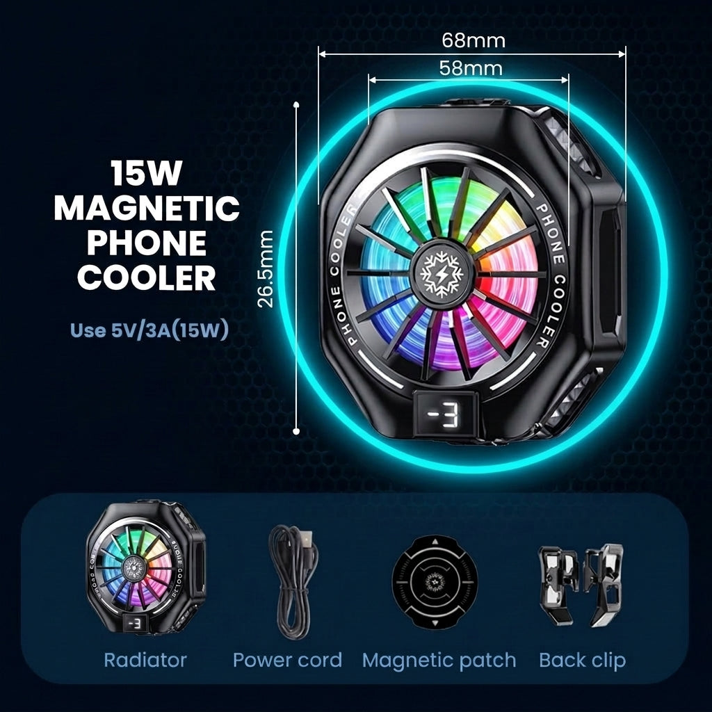 ZORBES® 15W Magnetic Phone Cooler with 3 Level Temperature Display