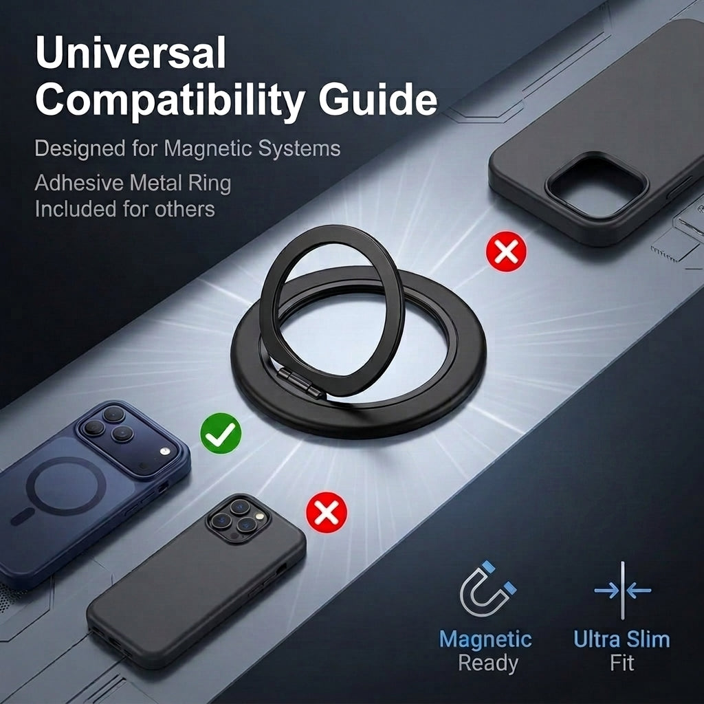 ZORBES® Ultra Slim Magnetic Phone Ring Grip 360 Swivel Kickstand
