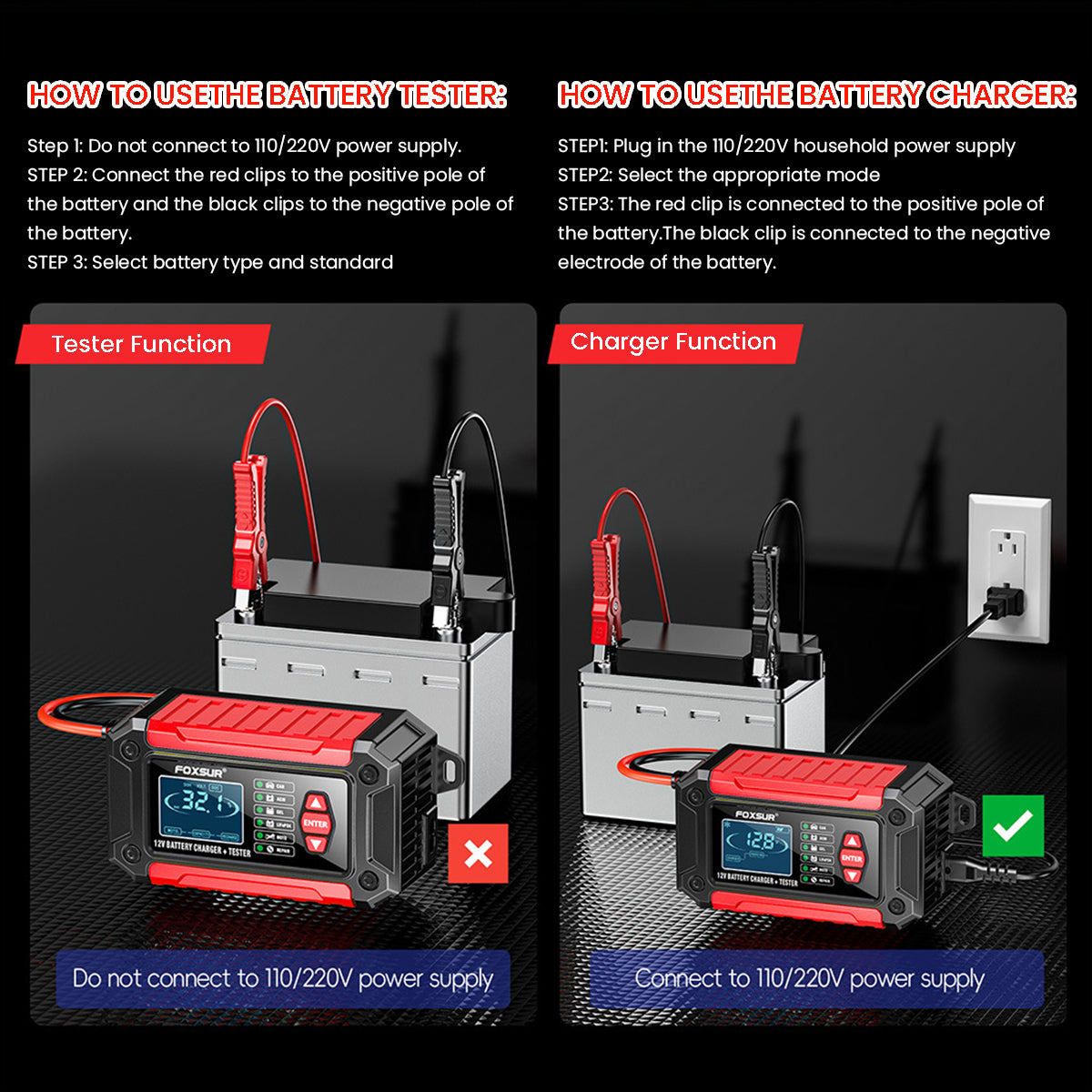 Verilux 2-in-1 6A 12V Battery Charger