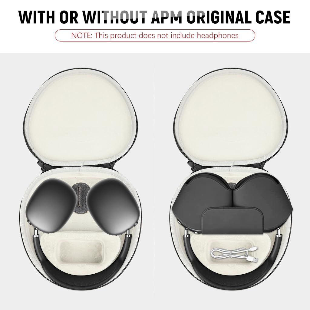 ZORBES® Travel Case for Airpods Max, Fashion Travel EVA Hard Shell Protective Headset Bag with Handle Soft Plush Lining Smart Music Headphones Case