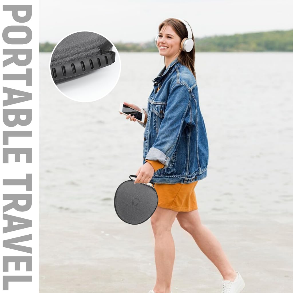 ZORBES® Travel Case for Airpods Max, Fashion Travel EVA Hard Shell Protective Headset Bag with Handle Soft Plush Lining Smart Music Headphones Case