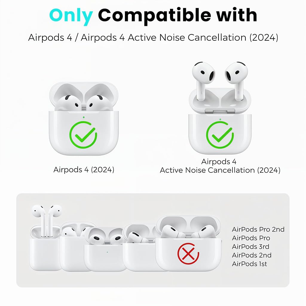 ZORBES® Ear Hooks for AirPods 4th Generation (2024), 3 Pairs S/M/L Anti-Slip Ear Covers, Added Storage Pouch, Silicone Accessories Compatible with Apple AirPods 4th Gen (Large+Medium+Small, White)