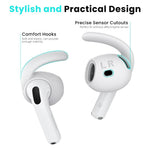 ZORBES® Ear Hooks for AirPods 4th Generation (2024), 3 Pairs S/M/L Anti-Slip Ear Covers, Added Storage Pouch, Silicone Accessories Compatible with Apple AirPods 4th Gen (Large+Medium+Small, White)