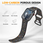 ZORBES® 2PCS Breathable Sport Band Compatible with Apple Watch Band 42mm 44mm 45mm 46mm 49mm, Soft Eco-Friendly Silicone Band for iWatch Series 10/9/8/7/6/5/4/3/2/1 SE Ultra