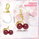 ZORBES® Red Cherry Keychains Aesthetic Bag Charms with Pearl Charm Loop, Fashion Cute Key Chain for Girls Sweetly Stylish Keyring Cherry Charms for Bags Car Accessories Birthday Unique Gifts for Women