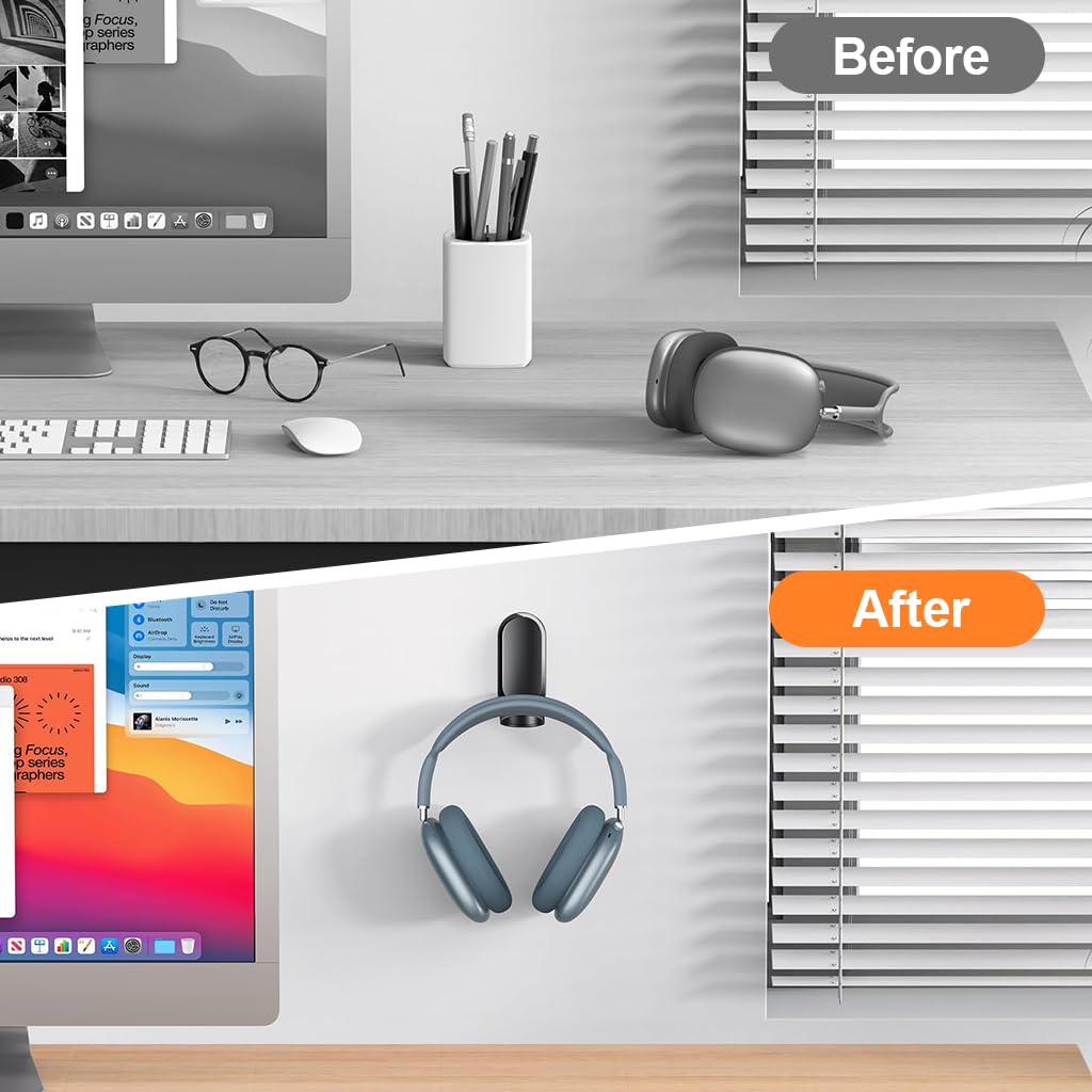 ZORBES® Headphone Stand for Desk, Foldable Sticky Headset Stand Holder