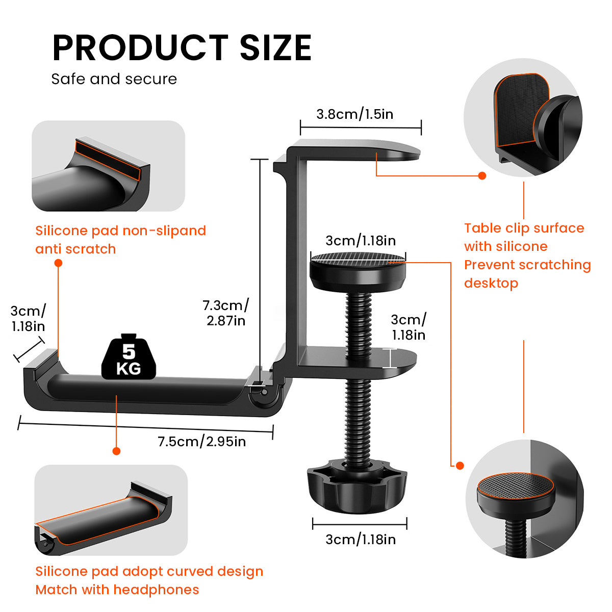 ZORBES® 1PCS Headphone Stand Hanger Holder, Foldable Aluminum Desk Headphone