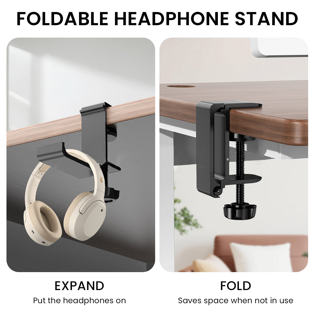 ZORBES® 1PCS Headphone Stand Hanger Holder, Foldable Aluminum Desk Headphone